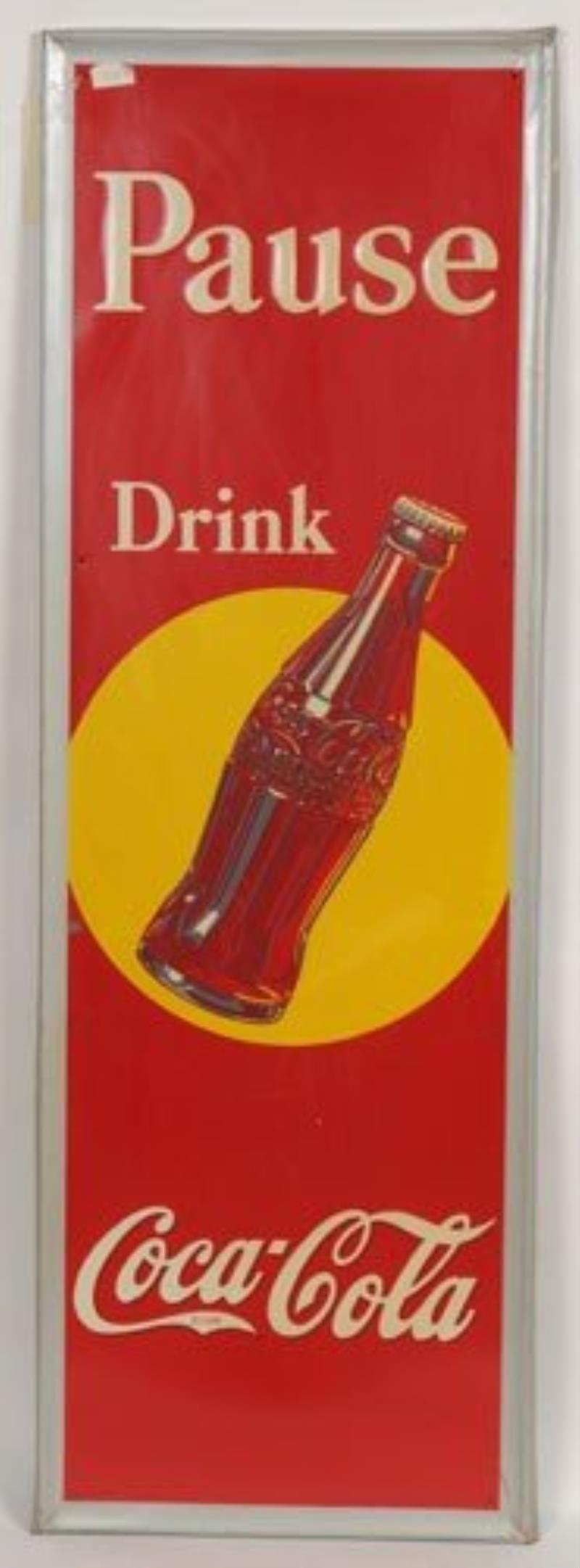1940 EMBOSSED TIN COCA-COLA SIGN