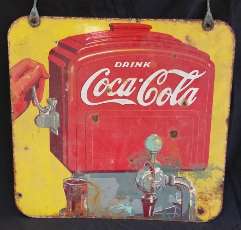 Rare 2 Sided Coca-Cola Fountain Sign 1940