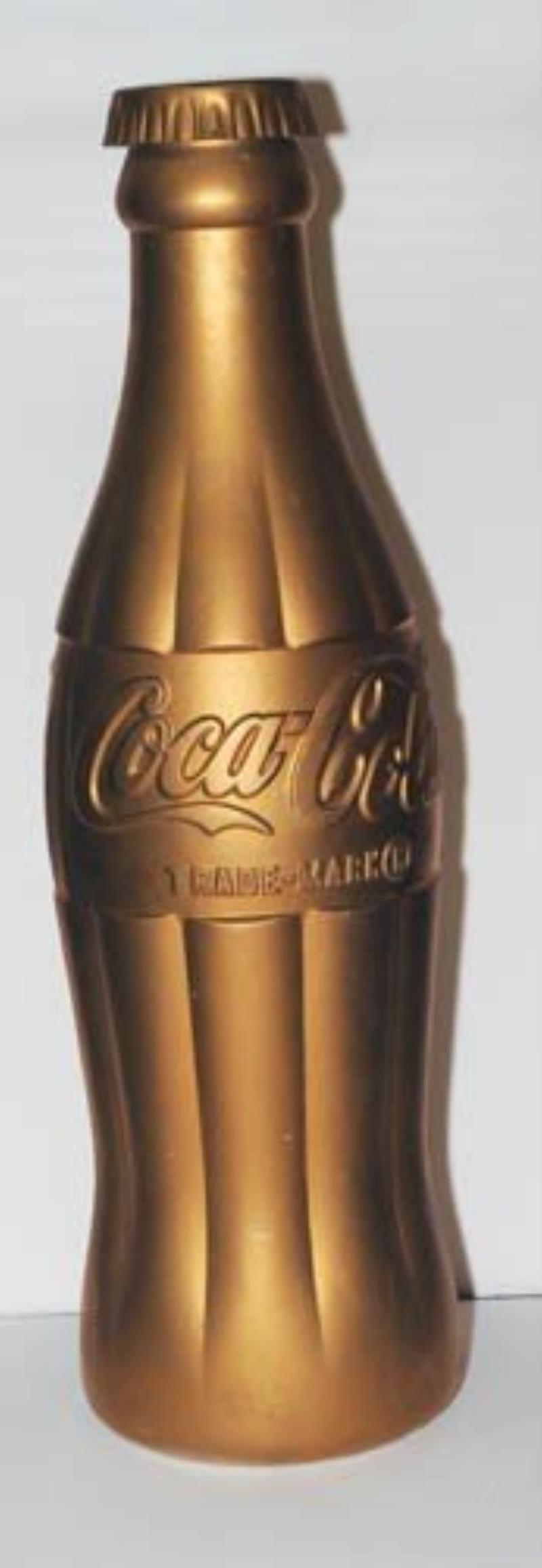 Styrofoam gold Coca-Cola display bottle