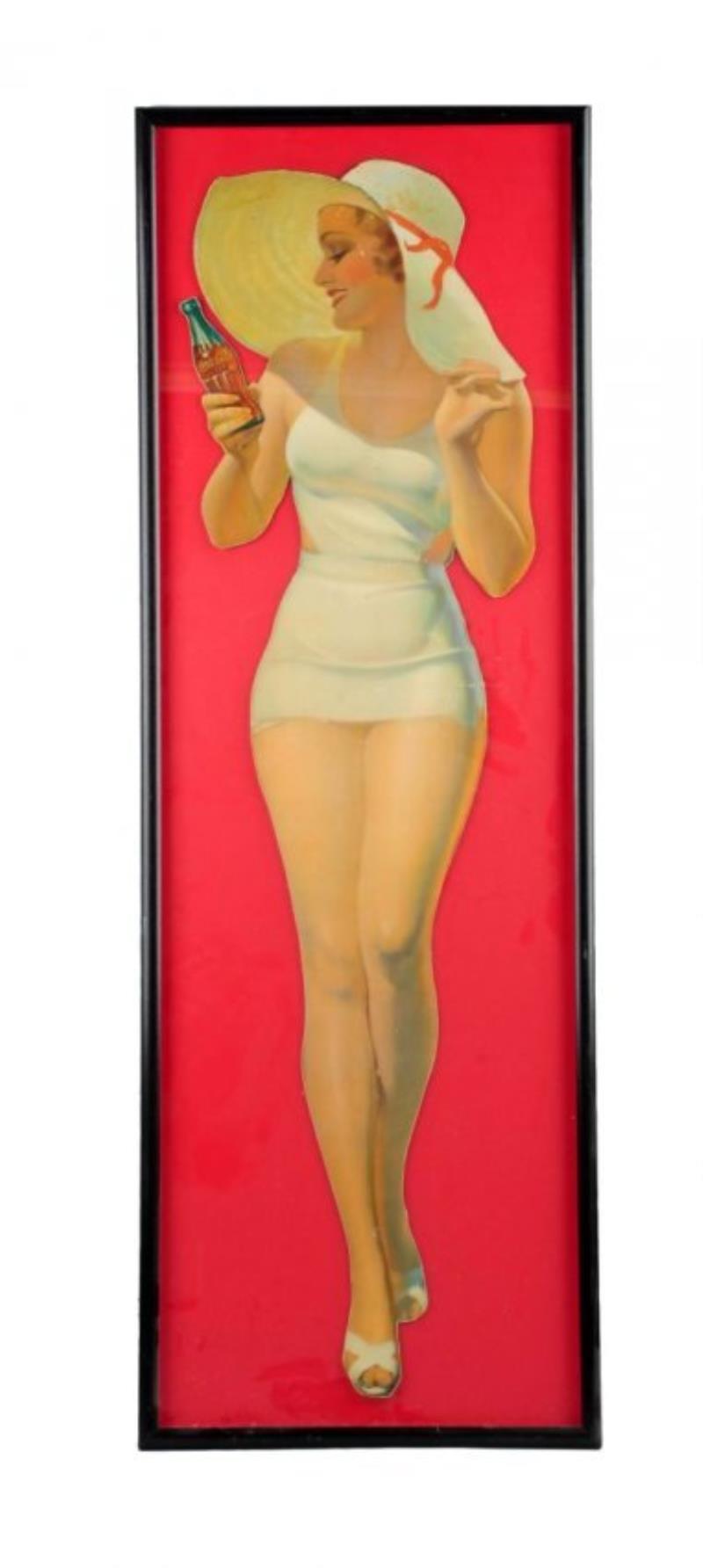 1930's Coca - Cola Cardboard Cutout Bathing Girl.