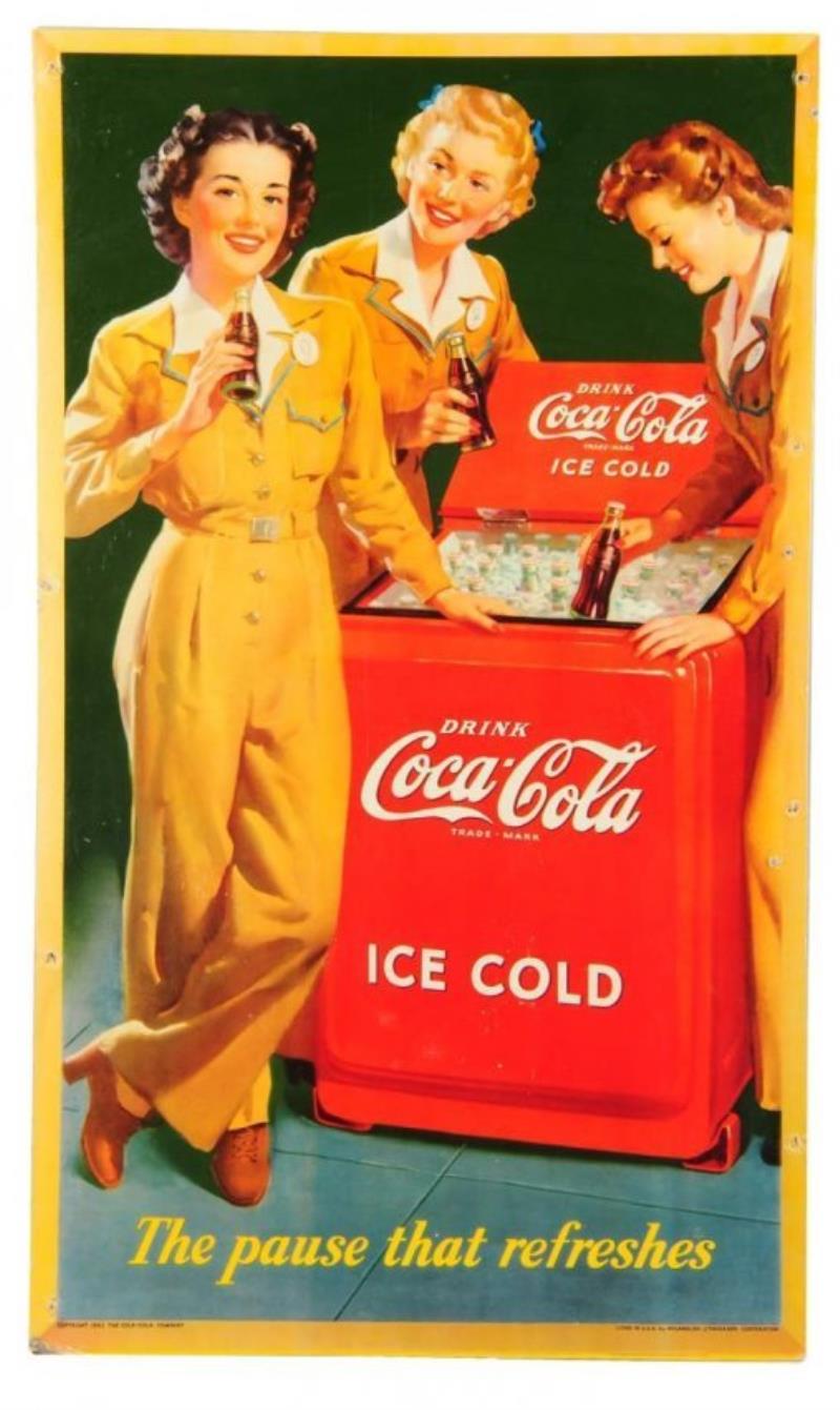 1943 Coca - Cola Small Cardboard Poster.