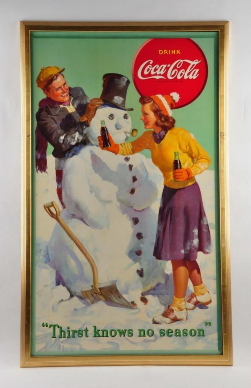 Large 1940’s Coca Cola Cardboard Sign.