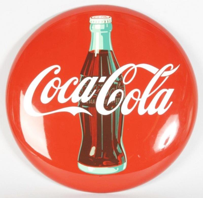 Tin Coca-Cola Button Sign.