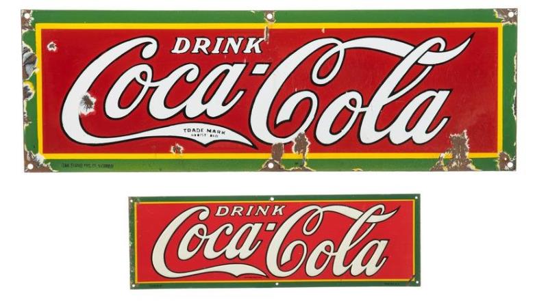 Lot Of 2 Drink Coca Cola Horizontal Signs