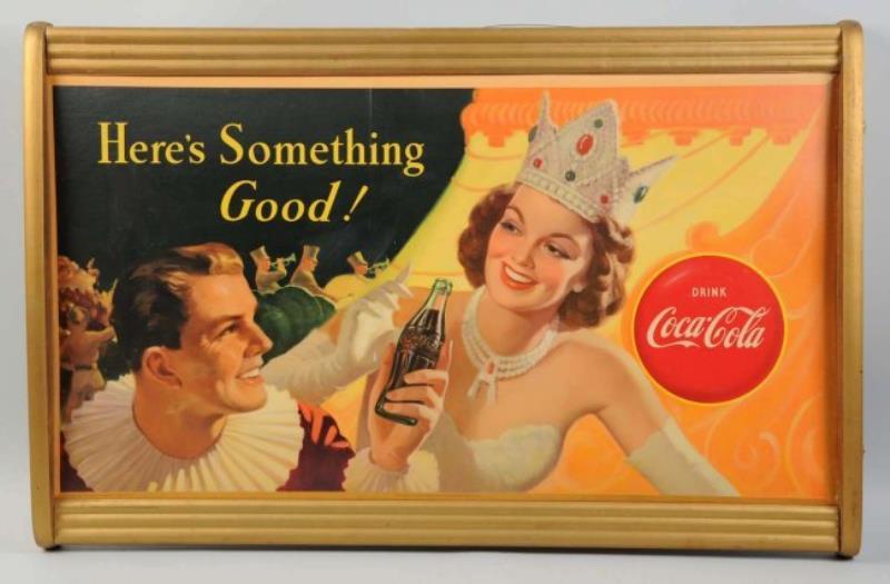 1951 Coca-Cola Cardboard Poster & Gold Frame.