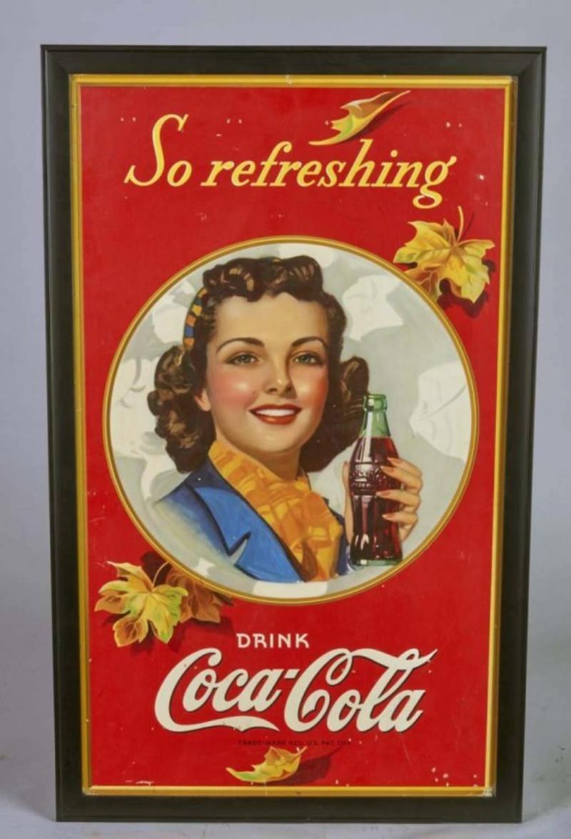 Coca Cola Cardboard Advertising Sign In Frame Value And Price Guide 