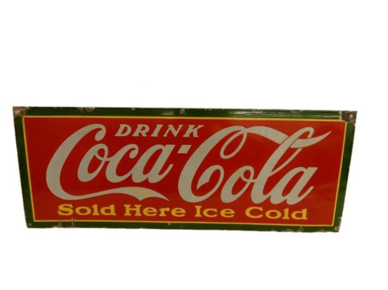 DRINK COCA-COLA SOLD HERE ICE COLD SSP SIGN NO MAKER