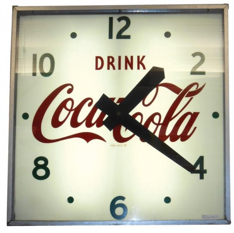 Coca-Cola clock, large light-up w/metal case & glass
