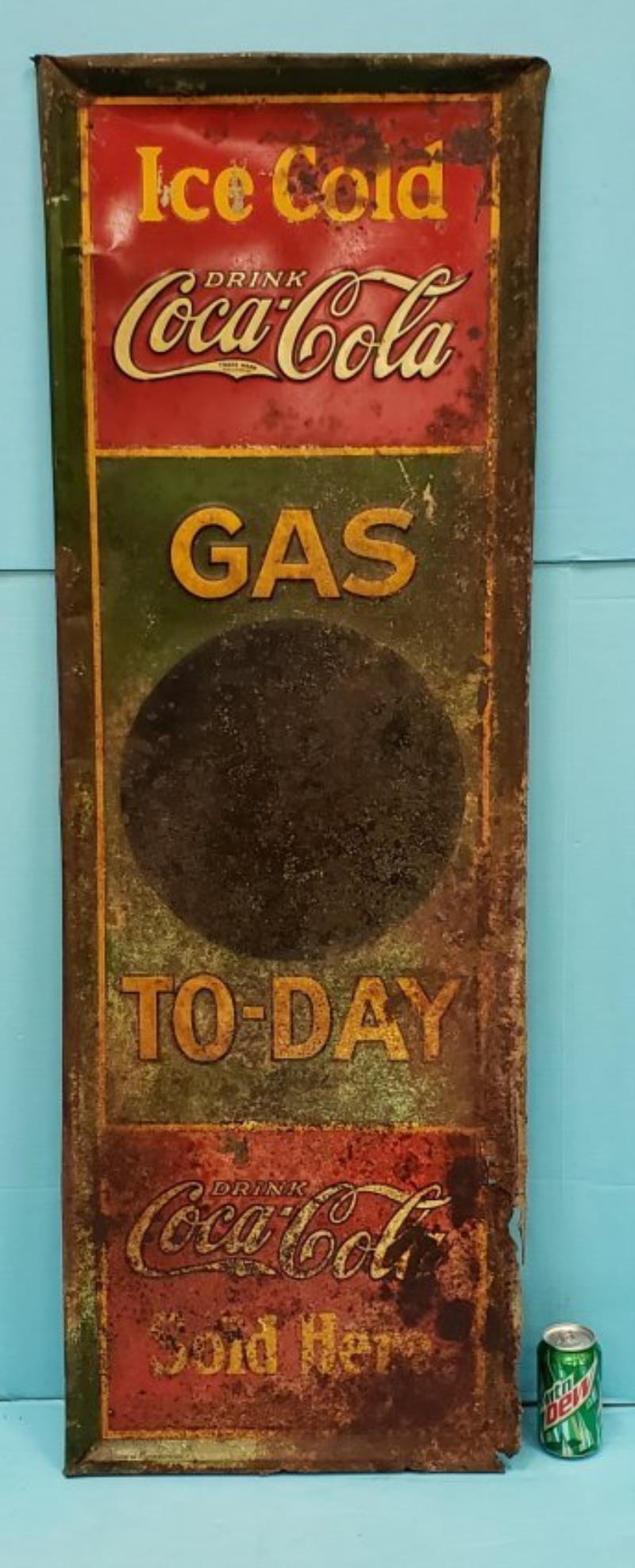 Ice Cold Coca Cola Gas Today Vertical Tin Sign
