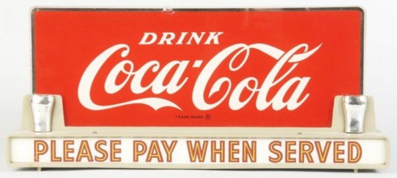 Glass & Plastic Coca-Cola Counter Sign
