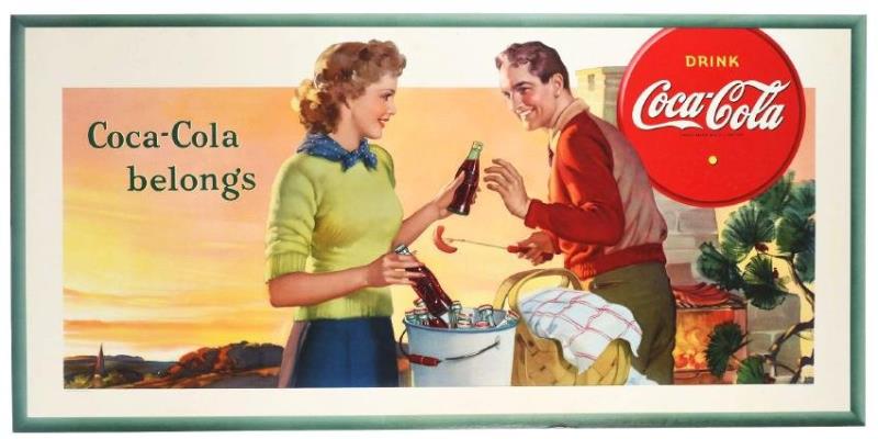 Large Coca-Cola Cardboard Advertising Sign.