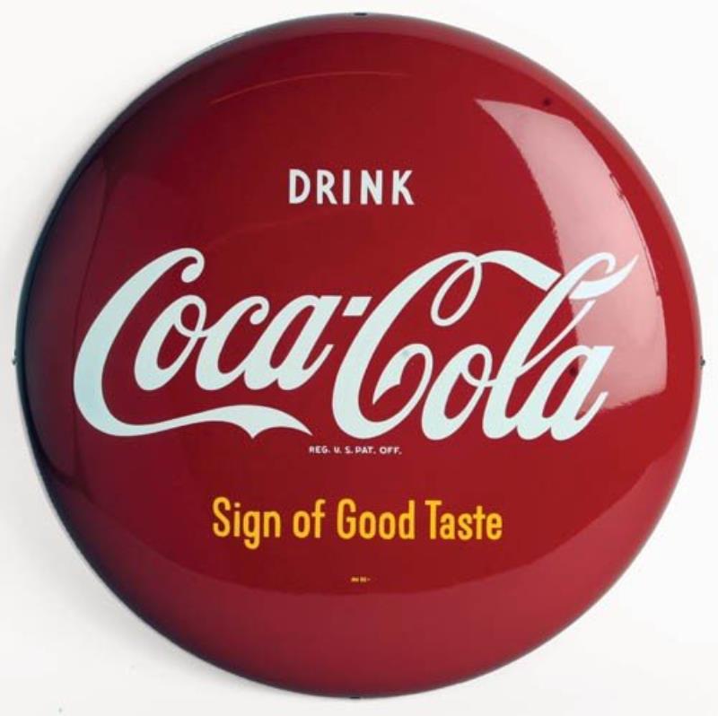 1950's Coca-Cola tin 16" button sign