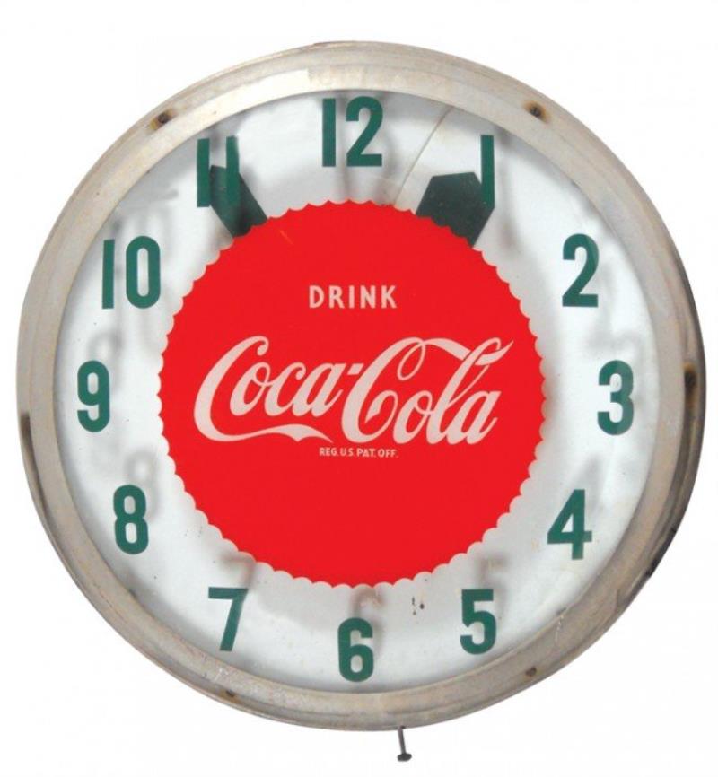Coca-Cola light-up clock, mfgd by Modern Clock Adv