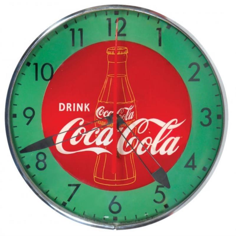 Coca-Cola clock, "Drink Coca-Cola," c1950's, VG cond