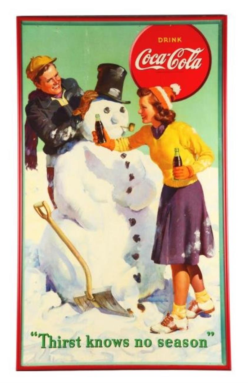 Large 1940's Coca Cola Cardboard Sign