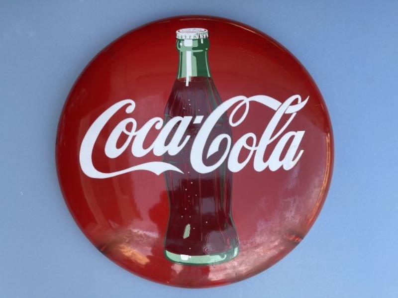 Coca Cola porcelain button round 24" advertising Sign
