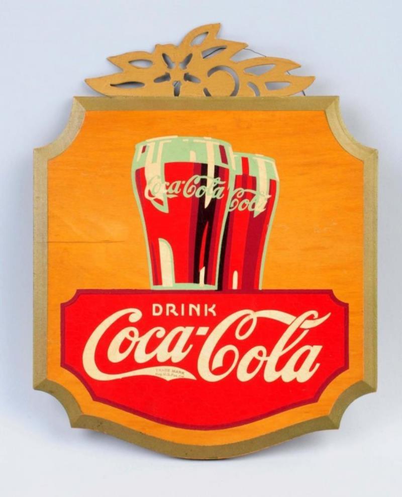 1930's Coca - Cola Metal and Wooden Sign