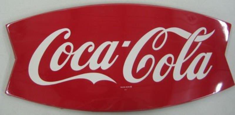 1960'S COCA-COLA TIN FISHTAIL SIGN