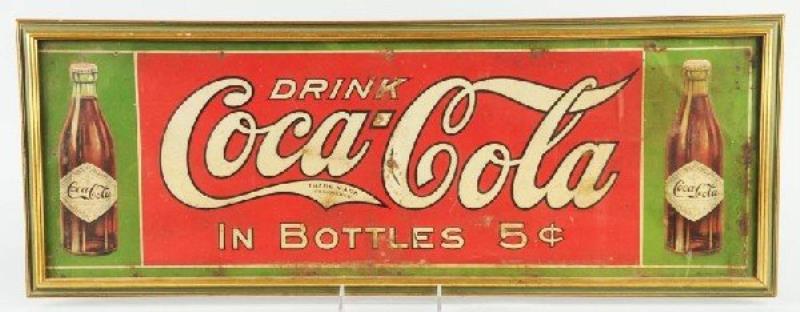 Embossed Tin Coca-Cola Sign.