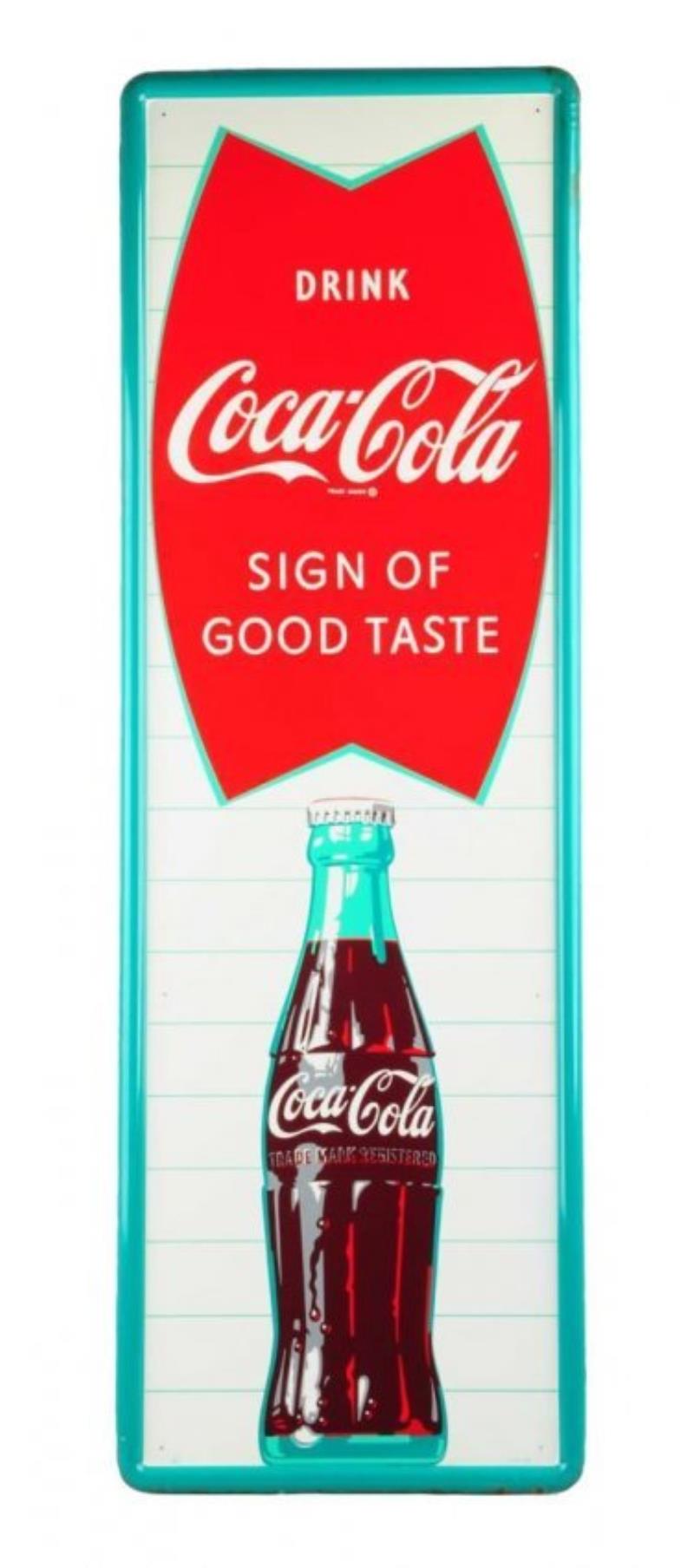 1960's Self Framed Coca - Cola Tin Sign.