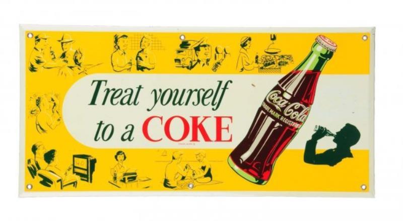 1950's Tin Over Cardboard Coca - Cola Sign