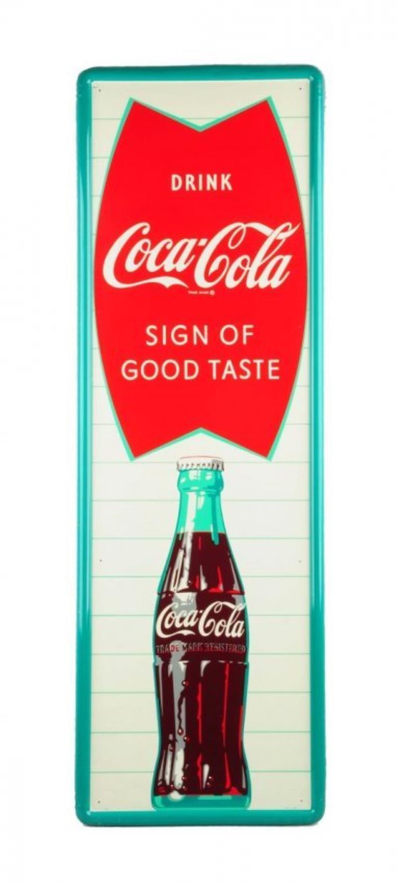 1960's Self Framed Tin Coca - Cola Sign