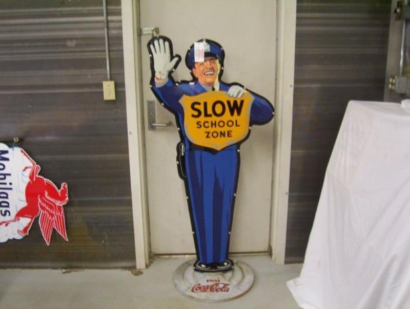 COCA COLA SLOW SCHOOL ZONE CROSSING SIGN 30" X 65"