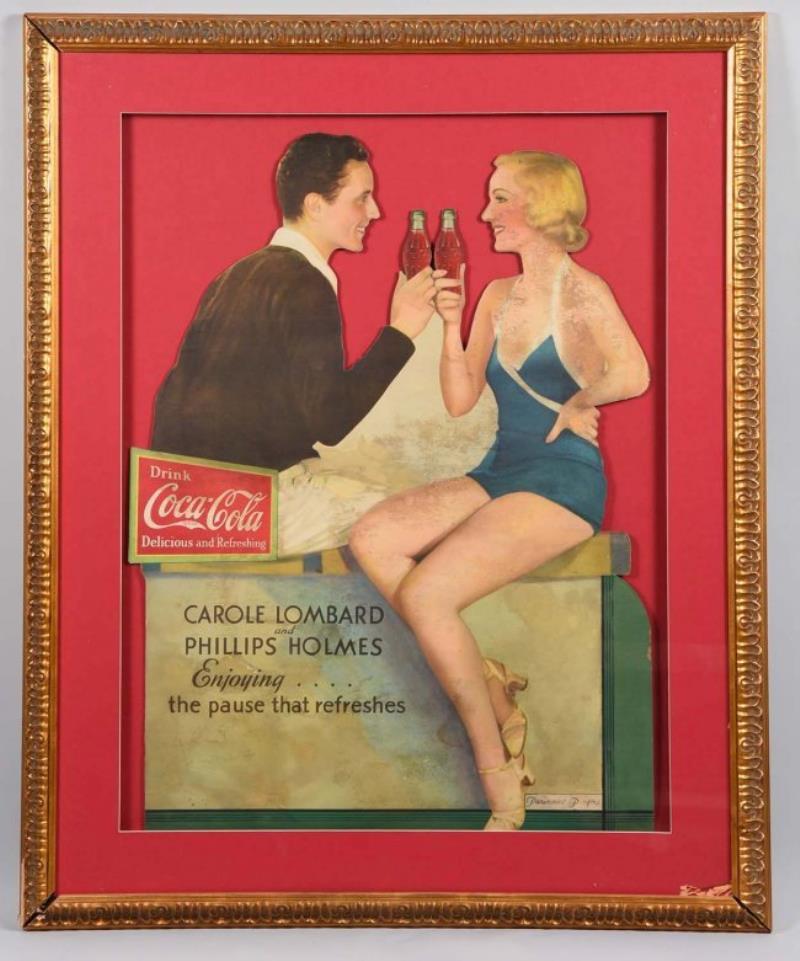 1933 Carole Lombard & Phillips Holmes Coca-Cola Sign.