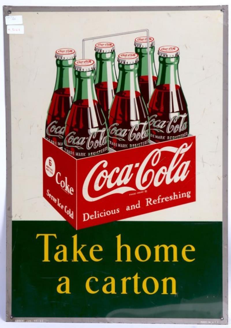 1953 COCA-COLA TIN SIDEWALK SIGN