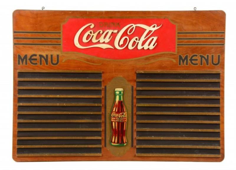 1960's COCA-COLA LARGE GLASS MENU BOARD Value & Price Guide