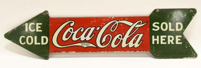 DST "Ice Cold Coca-Cola Sold Here" Adv Arrow Sign
