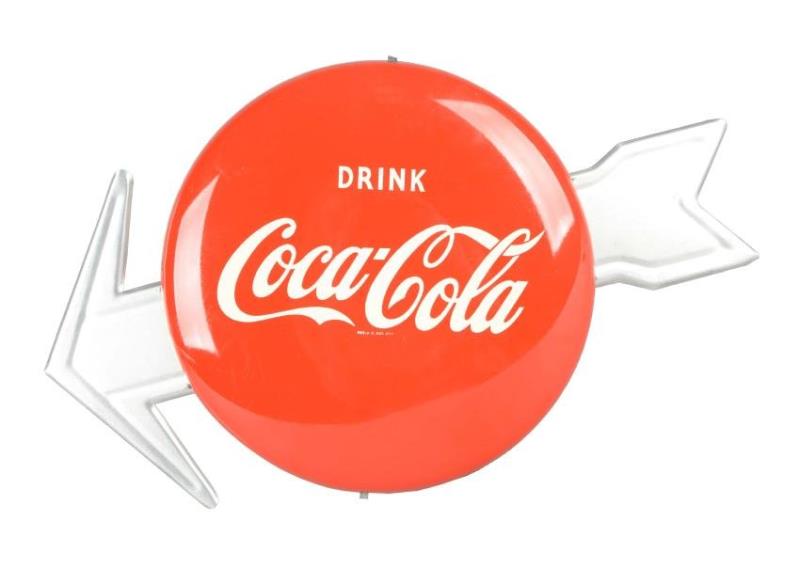 Rare Coca-Cola Button Sign With Arrow