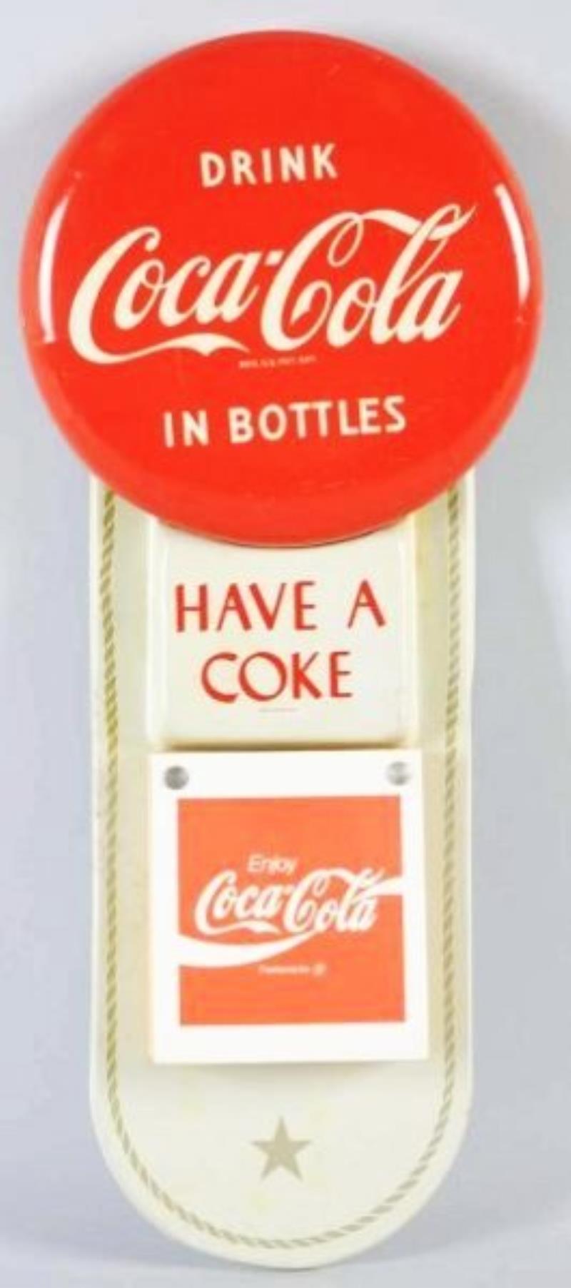 1950s Coca-Cola Tin Calendar Holder Sign