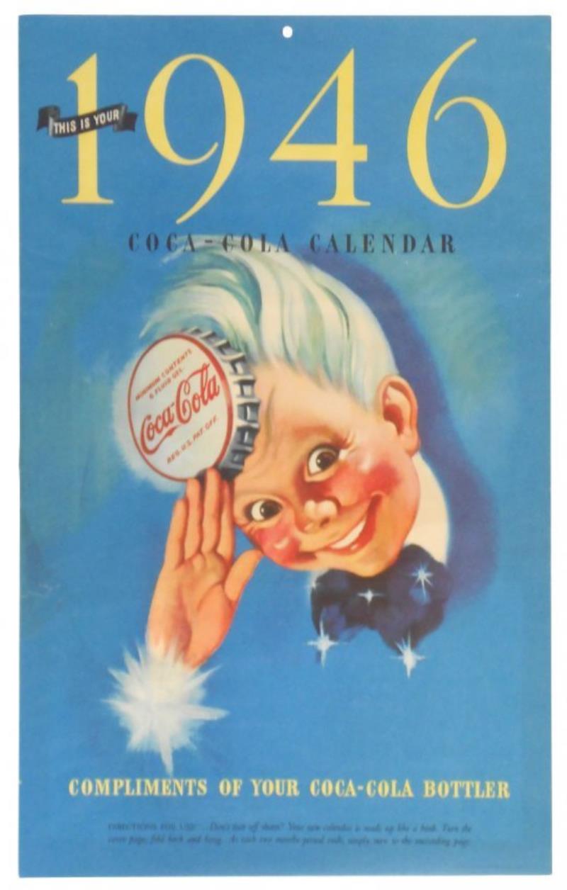 Coca-Cola calendar, c.1946, classic Sprite Boy image