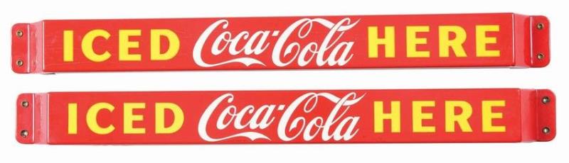 ICED COCA-COLA HERE PORCELAIN DOOR PUSHES.
