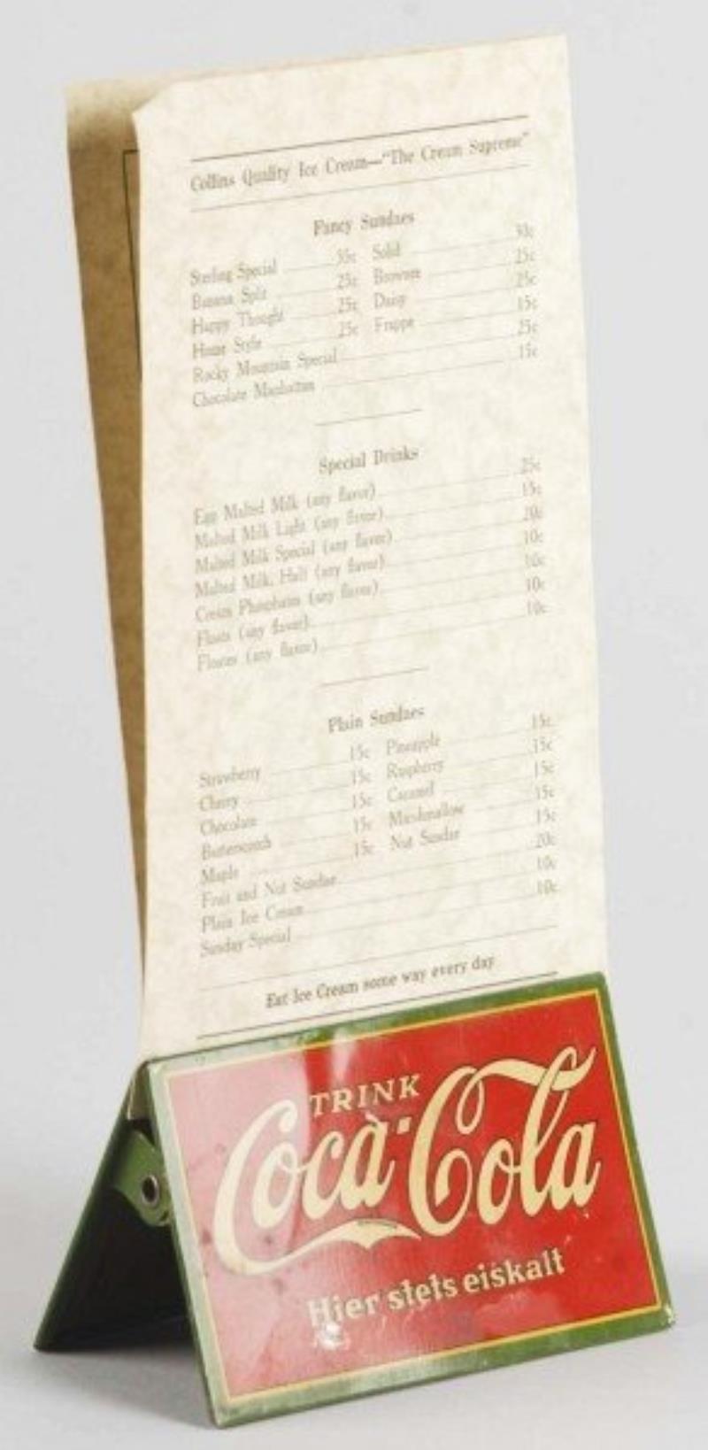 Tin German Coca-Cola Menu Holder