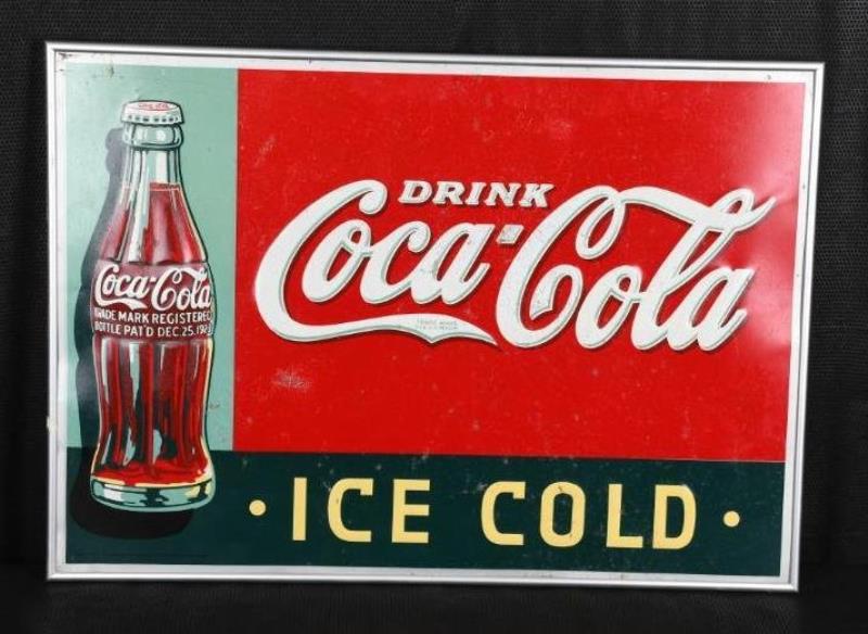 Drink Coca-Cola Ice Cold w/Christmas Bottle Logo Metal