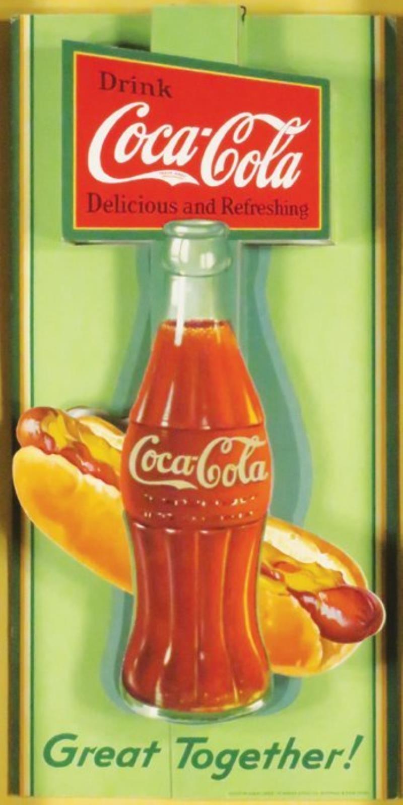 1932 Coca Cola Cardboard Cut Out Bottle Signs