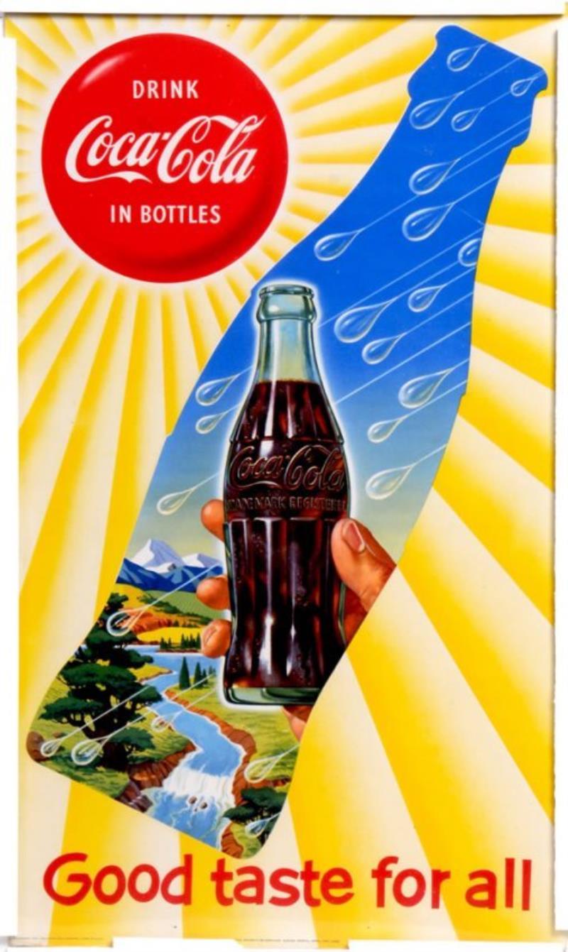 1955 COCA-COLA SMALL VERTICAL CARDBOARD POSTER