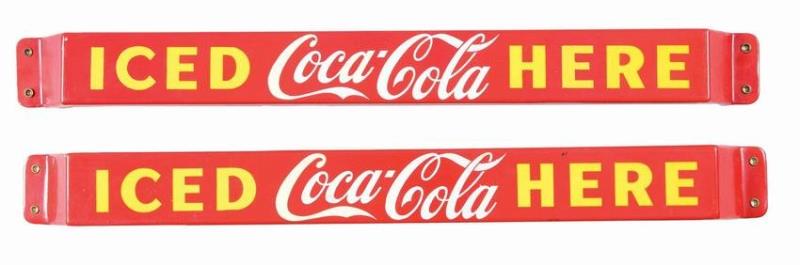 ICED COCA-COLA HERE PORCELAIN DOOR PUSHES.