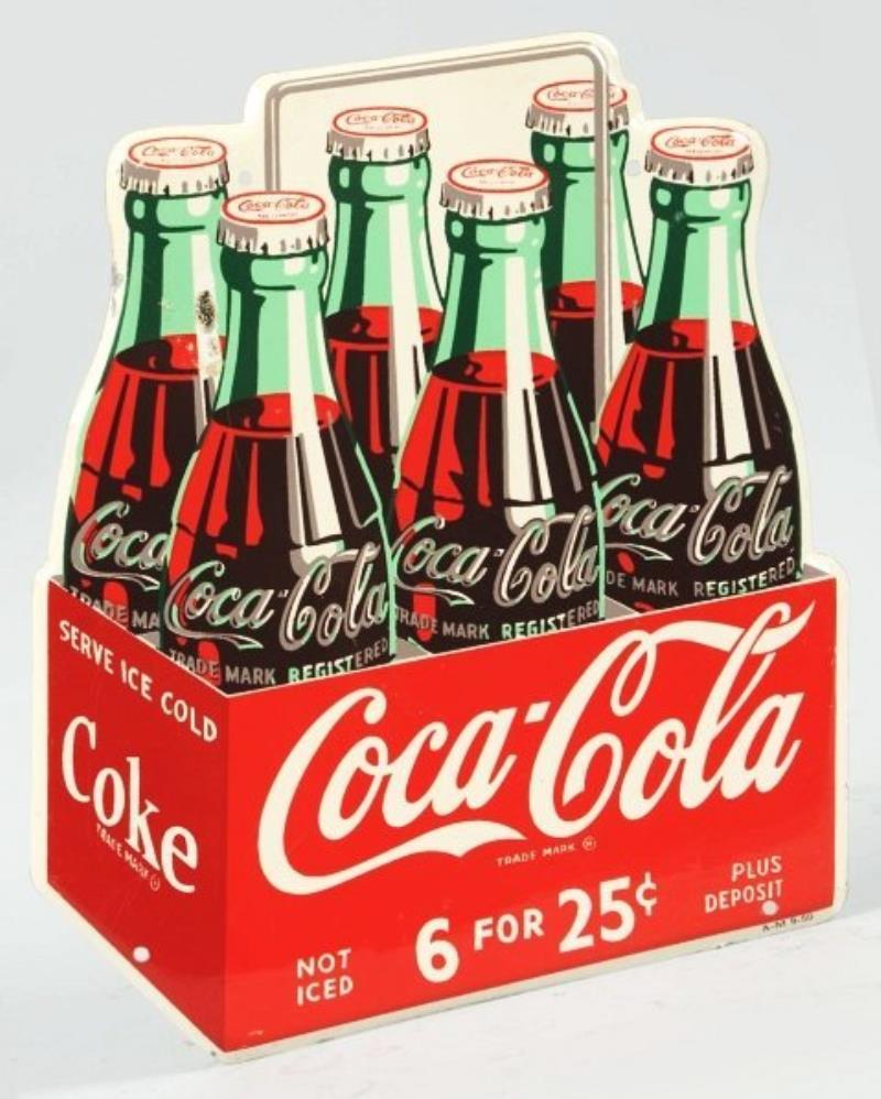 1950 Coca-Cola Tin Cutout 6-Pack.