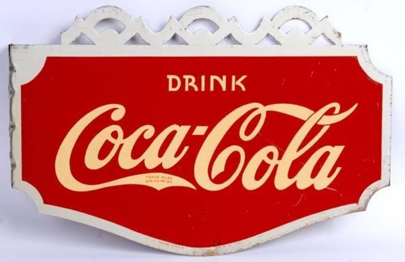 COCA-COLA 1937 TIN FLANGE SIGN