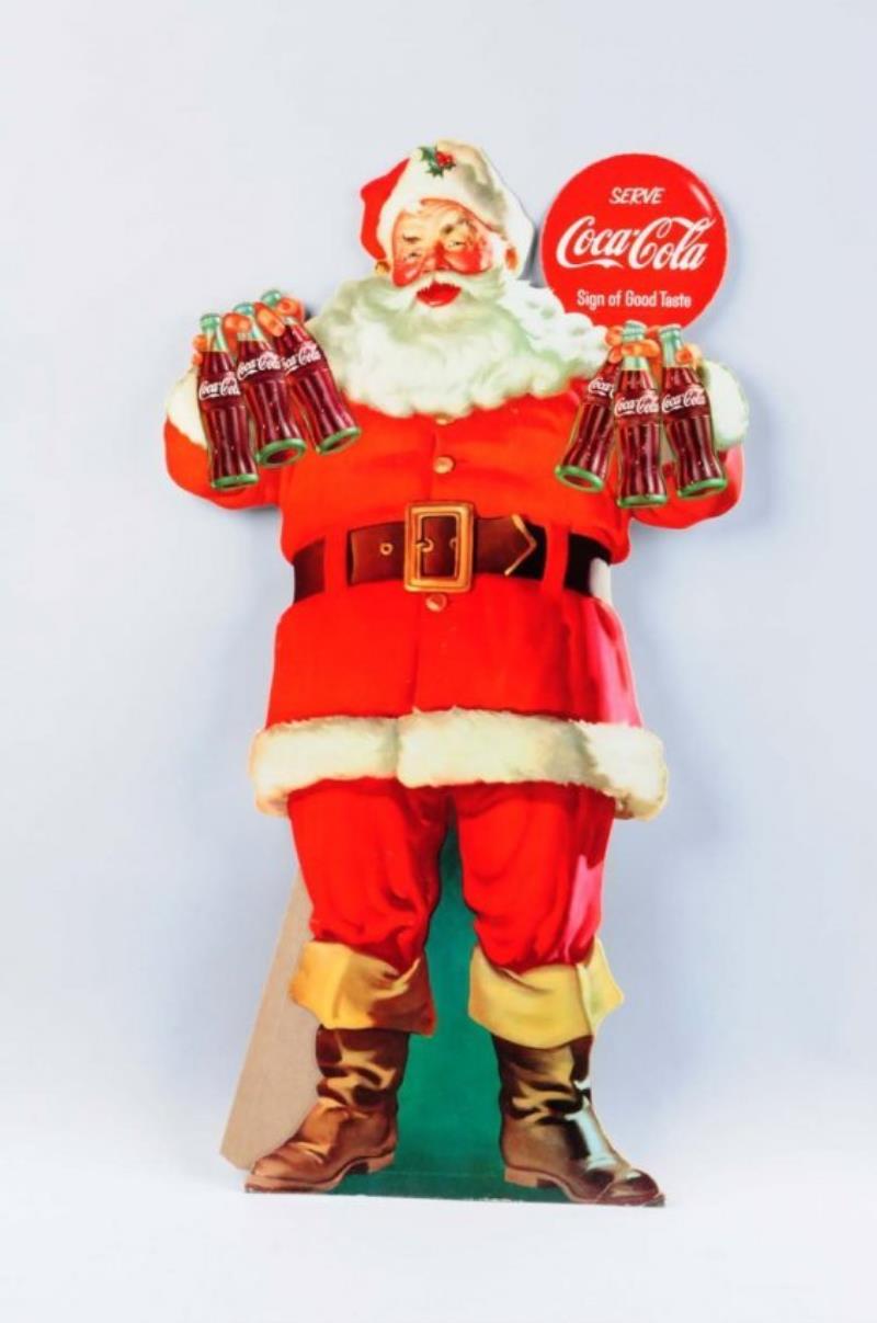 1950s Coca - Cola Santa Stand Up Sign.