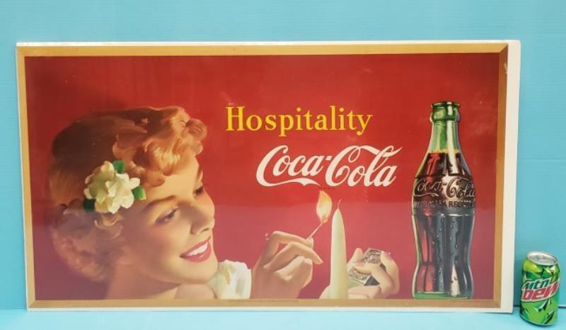 1950 Coca Cola Cardboard Sign Hospitality