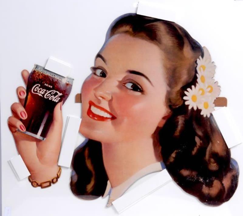 CIRCA 1950 COCA-COLA CARDBOARD CUT-OUT GIRL'S HEADS