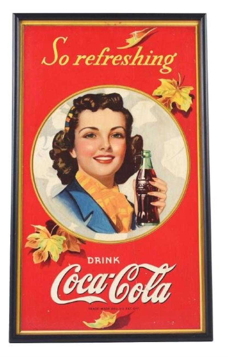 Coca-Cola "So Refreshing" Cardboard Advertising Sign.