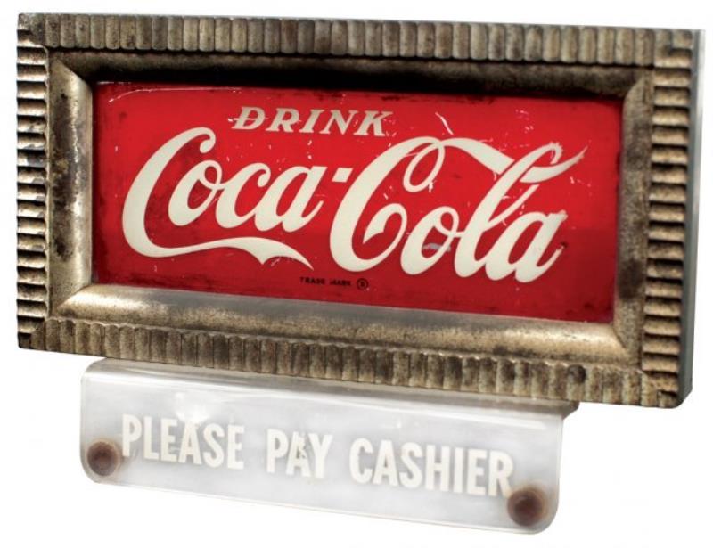 Coca-Cola cash register sign, electric light-up, metal