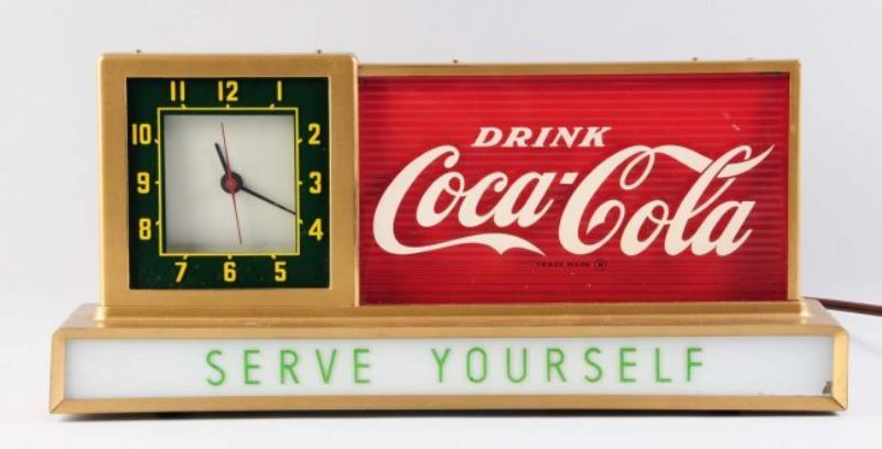 1950's Coca-Cola Countertop Lighted Sign/Clock