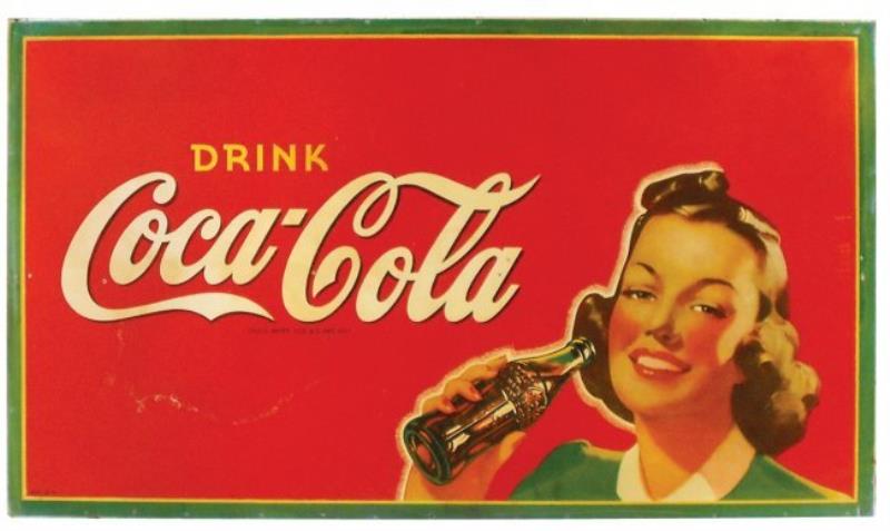Coca-Cola sign, Masonite, c.1941, image of pretty girl
