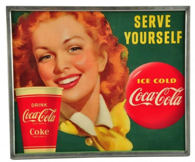 1951 Small Coca - Cola Cardboard Sign.